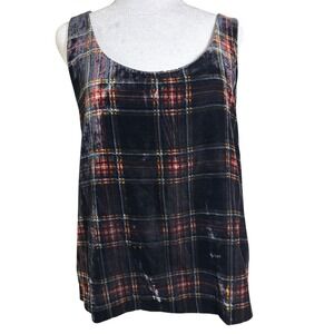 J.Crew‎ Velvet Plaid Tank Top Size 8 Women's Sleeveless Blouse Top Dressy Formal